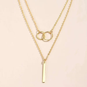 Retro Gold Double Circle Pendant Necklace Aurevea Atelier