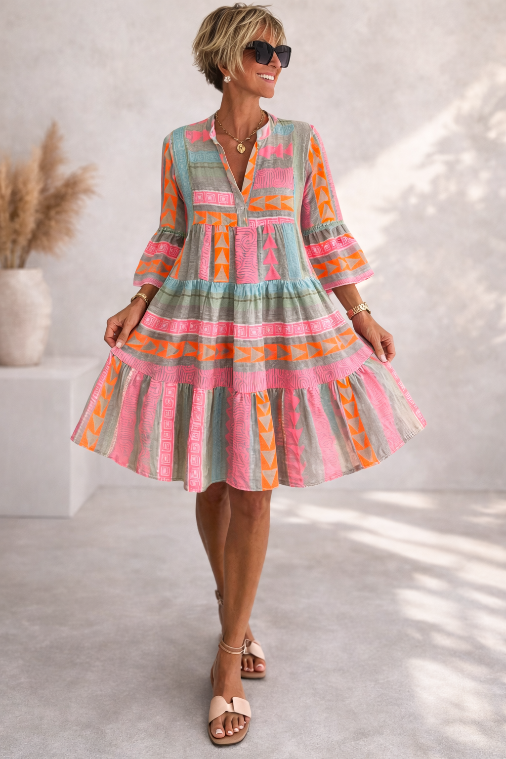 Lucy | Flowing Patterned Midi Dress