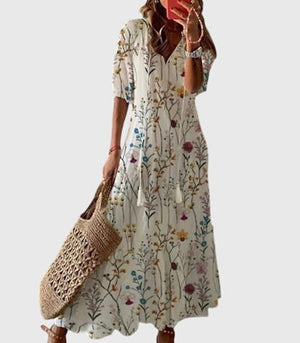 Amalia™ | Boho Vintage Summer Dress Aurevea Atelier