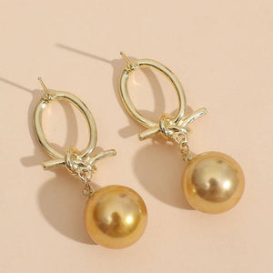 Golden Pearl Hoop Earrings Aurevea Atelier