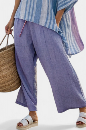 Zellora | Elegant Lavender & Sky Blue Top & Linen Pants Aurevea Atelier