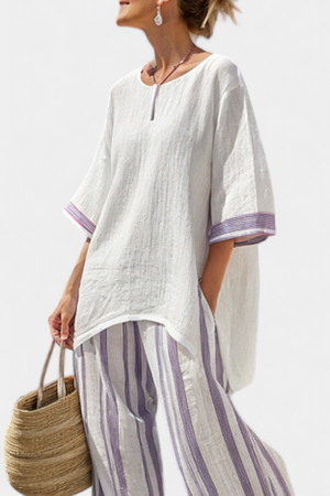 Luxmere | Comfortable Relaxed Blouse & Striped Bamboo Pants Aurevea Atelier