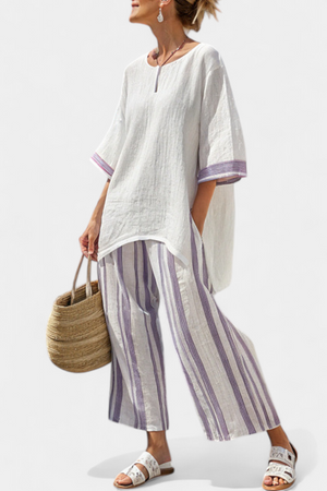 Luxmere | Comfortable Relaxed Blouse & Striped Bamboo Pants Aurevea Atelier