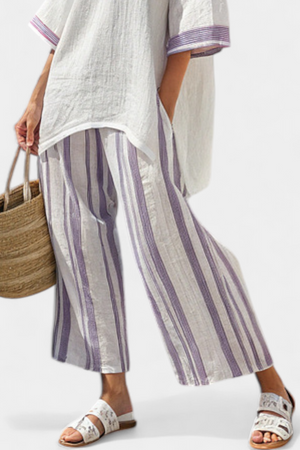 Luxmere | Comfortable Relaxed Blouse & Striped Bamboo Pants Aurevea Atelier