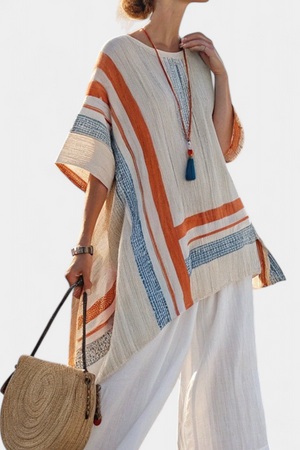 Caevan | Sophisticated Asymmetrical Blouse & Wide-Leg Linen Pants Aurevea Atelier