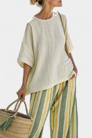 Ellowyn | Sophisticated Top & Striped Linen Pants Aurevea Atelier