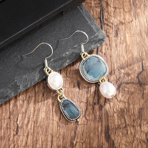 Retro Blue Natural Stone Earrings Aurevea Atelier