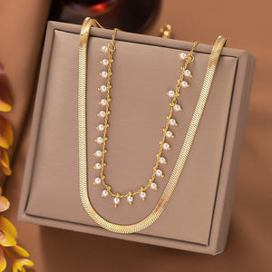 Marizanne | Luxe Snake Choker & Pearl Jewelry Set 18K Gold Aurevea Atelier