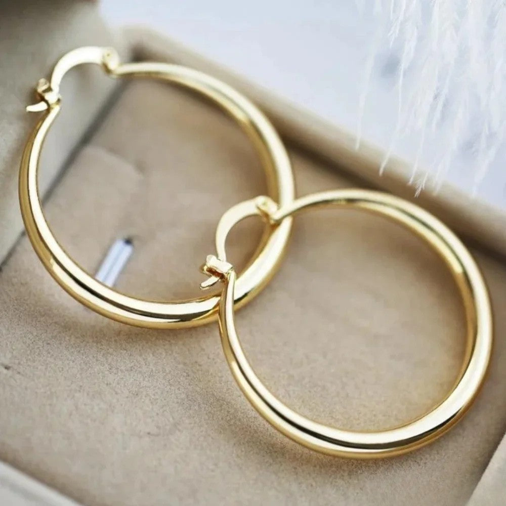 Large Golden Hoop Earrings Aurevea Atelier