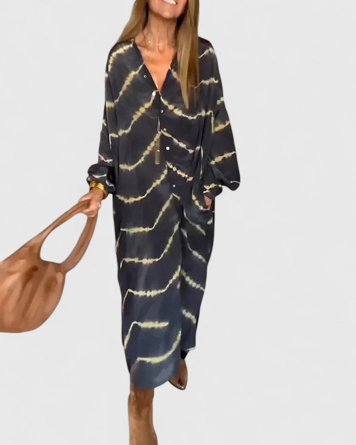 Amelie™ | Elegant Boho Striped Maxi Dress Aurevea Atelier