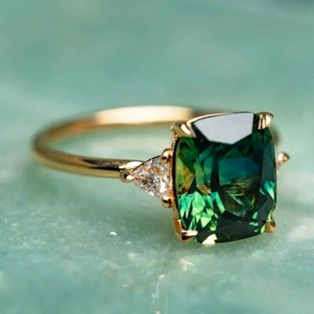Gold ring with green zirconia Aurevea Atelier