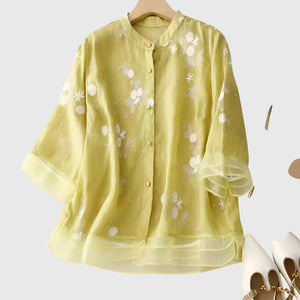 Nellie™ | Elegant Top with Embroidered Flowers Aurevea Atelier