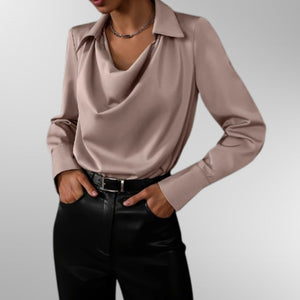 Violet™ | Elegant Satin Blouse Aurevea Atelier