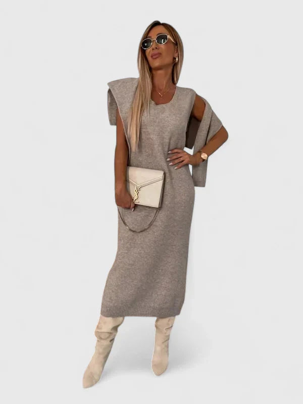 Chrystahl | Elegant Dress and Turtle Neck Sweater Set Aurevea Atelier