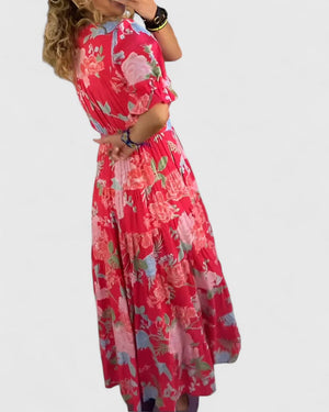 Minelda | Elegant Floral V-neck Dress Aurevea Atelier