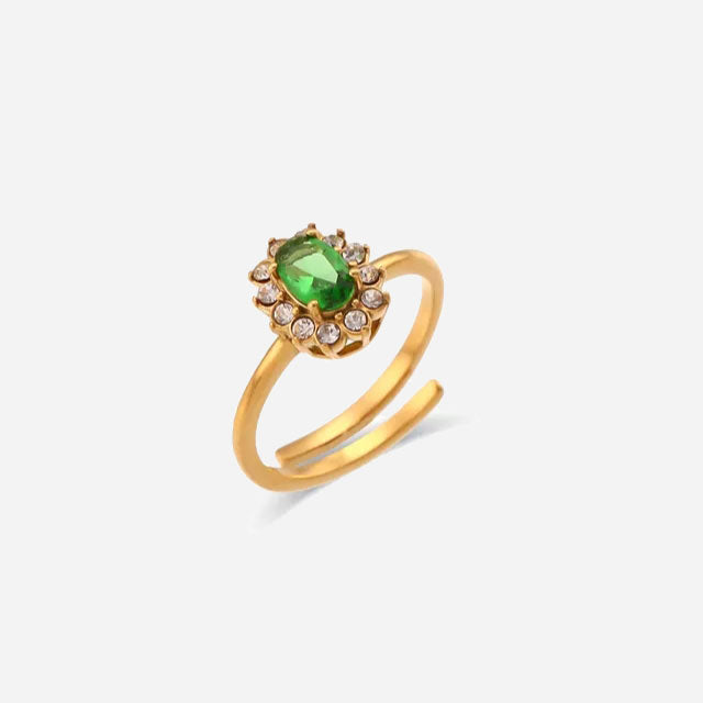 Amaryelle | Green Zirconia Ring 18K Gold Aurevea Atelier