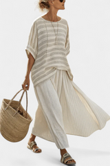Westlyn | Comfortable Striped Bamboo Top & Flowing Linen Pants Aurevea Atelier