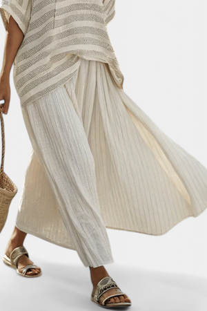 Westlyn | Comfortable Striped Bamboo Top & Flowing Linen Pants Aurevea Atelier