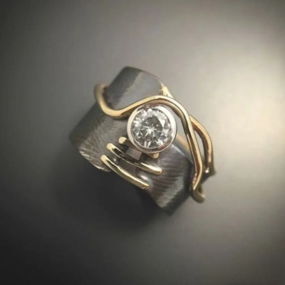 Retro Dark Silver Zirconia Ring Aurevea Atelier