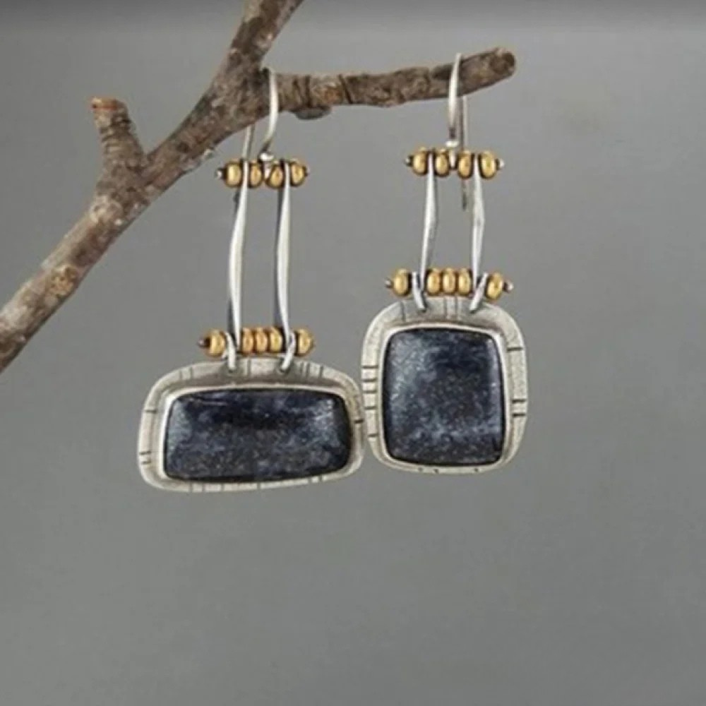 Retro Midnight Silver Earrings Aurevea Atelier
