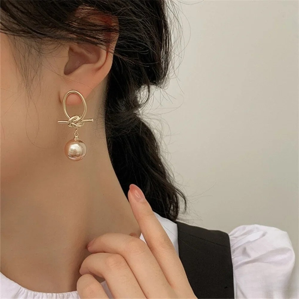 Golden Pearl Hoop Earrings Aurevea Atelier