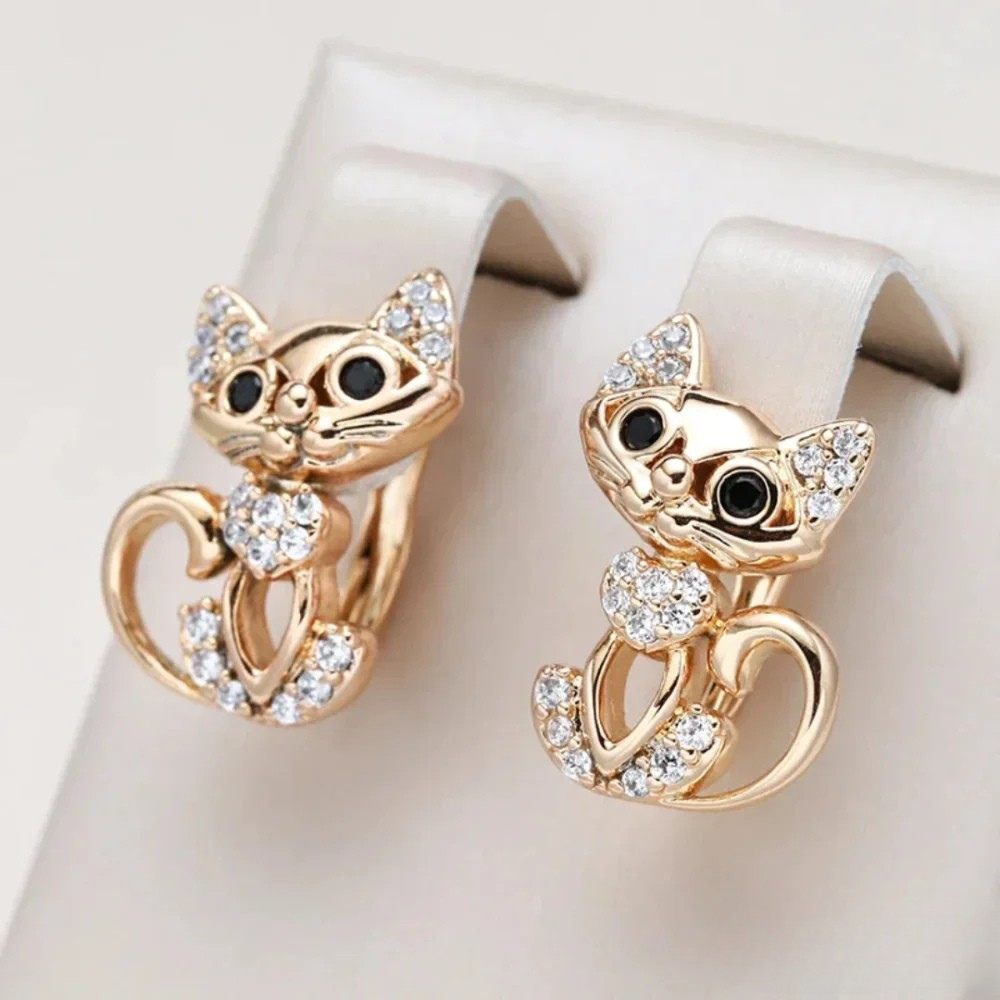 Elegant Zirconia Cat Earrings Aurevea Atelier