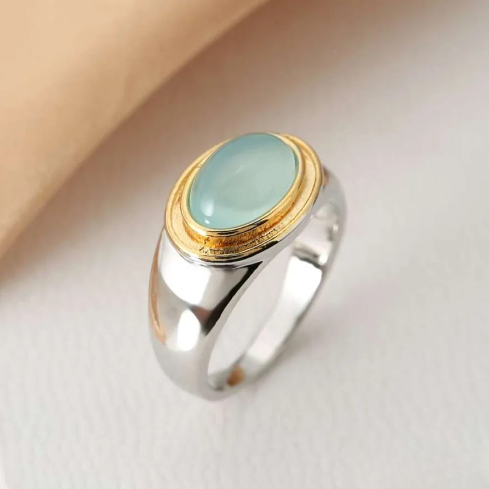 Retro Green Moonstone Ring Aurevea Atelier