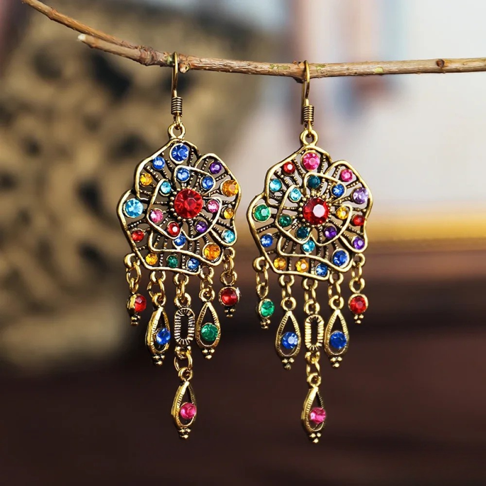 Retro Colorful Mandala Earrings Aurevea Atelier