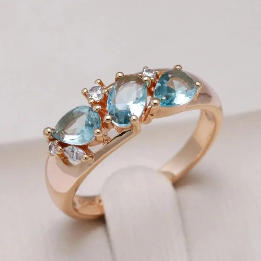Gold ring with blue zirconia Aurevea Atelier