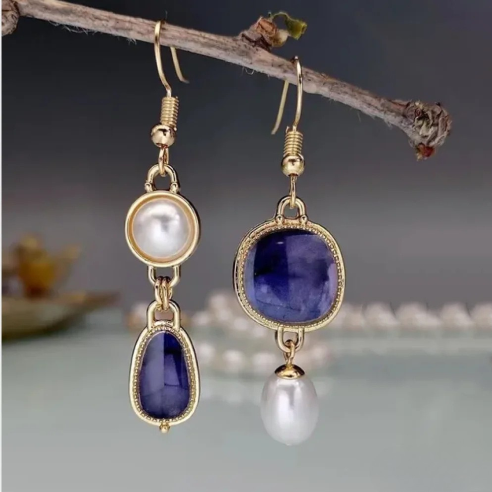 Retro Blue Stone Earrings Aurevea Atelier