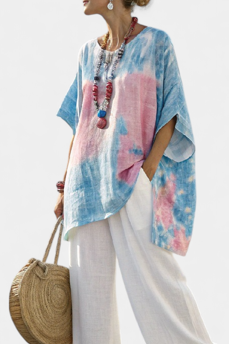 Vantrel | Comfortable Relaxed Linen Top & Striped Bamboo Pants Aurevea Atelier