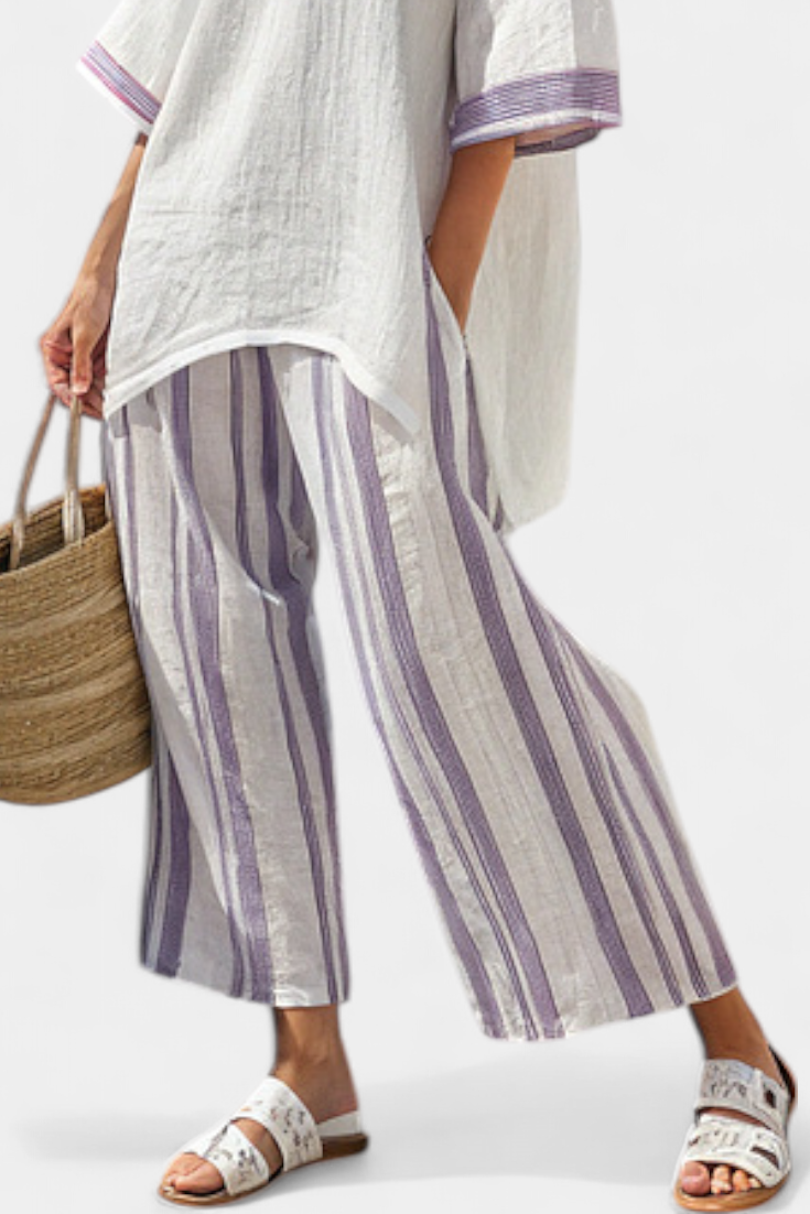 Luxmere | Comfortable Relaxed Blouse & Striped Bamboo Pants Aurevea Atelier