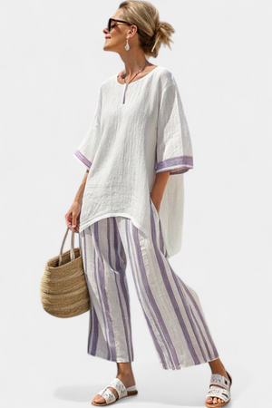 Luxmere | Comfortable Relaxed Blouse & Striped Bamboo Pants Aurevea Atelier