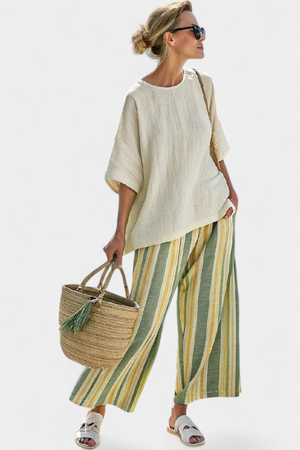 Ellowyn | Sophisticated Top & Striped Linen Pants Aurevea Atelier