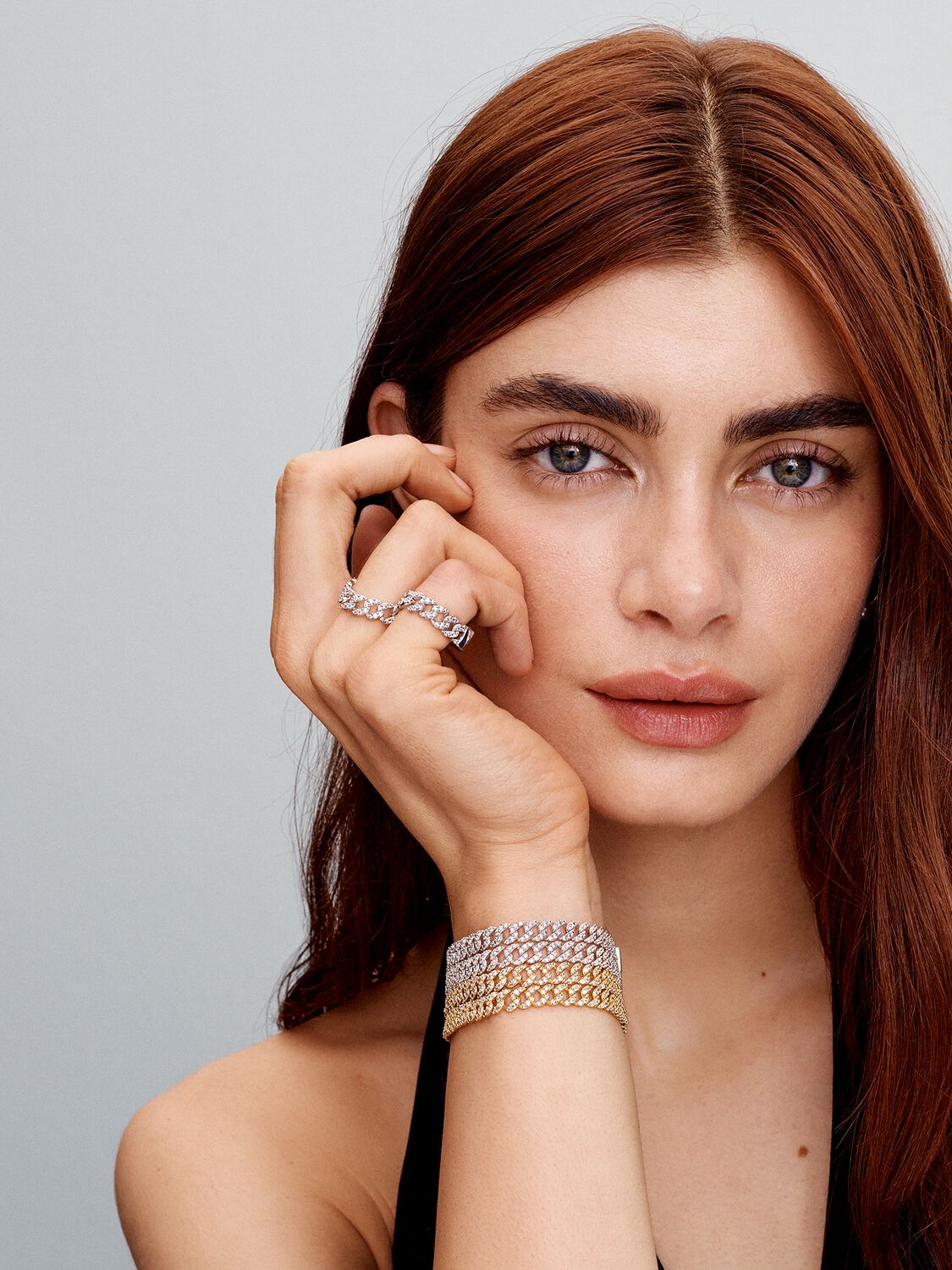 Shannelise | Cuban Pink Bracelet 18k Gold Aurevea Atelier