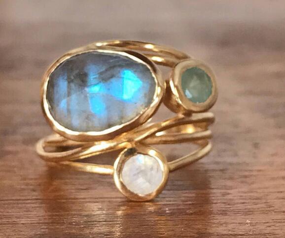 Vintage Inset Blue Moonstone Ring Aurevea Atelier