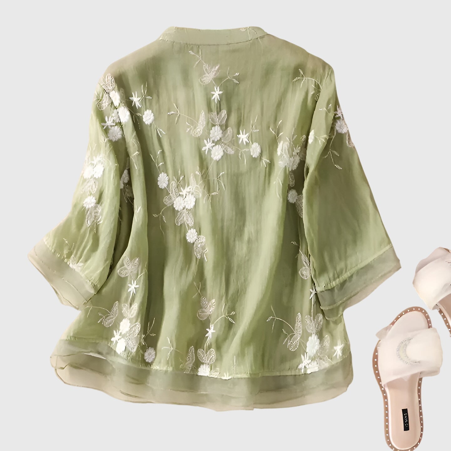 Nellie™ | Elegant Top with Embroidered Flowers Aurevea Atelier
