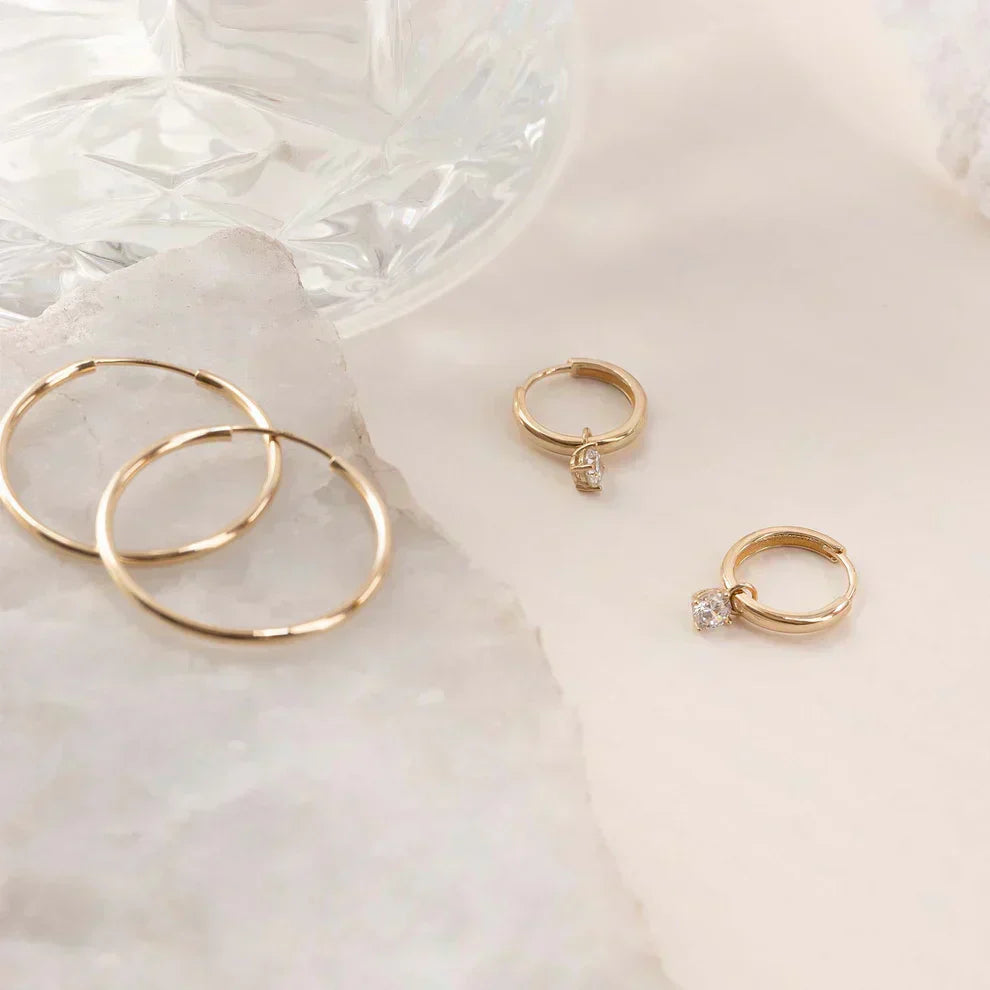 Amarissea | Moonbeam Stone Hoop Earrings 14k Gold Aurevea Atelier