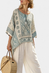 Quinley | Comfortable Printed Blouse & Wide-Leg White Pants Aurevea Atelier