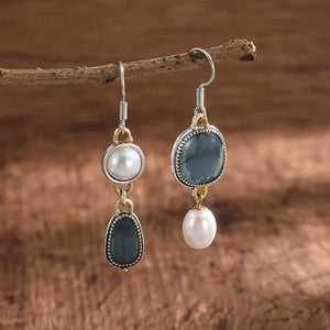 Retro Blue Natural Stone Earrings Aurevea Atelier